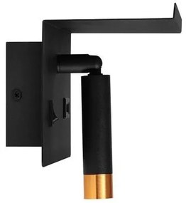 Nástenné bodové svietidlo s poličkou a USB nabíjačkou 1xG9/35W/230V čierna/zlatá