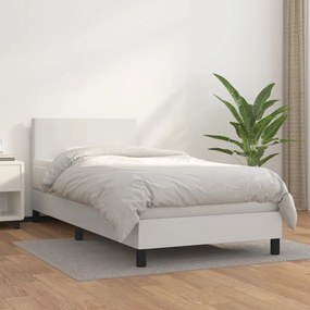 Boxspring posteľ s matracom biela 90x200 cm umelá koža 3140982