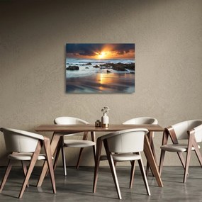 Sklenený obraz - More zaliate slnkom (70x50 cm)