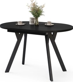 Mazzoni ALMO Čierny mat / čierne nohy - OVÁLNY ROZKLADACÍ STÔL 140-240 cm PRE 10-12 OSÔB
