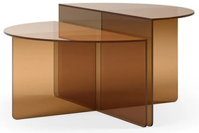 Hnedé sklenené okrúhle konferenčné stolíky v súprave 2 ks ø 80 cm Velta – MOME