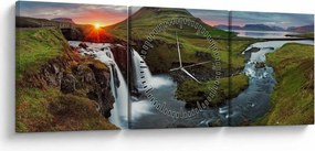 Obraz - Kirkjufell pri západe slnka (s hodinami) (90x30 cm)