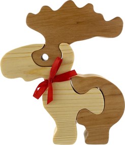 AMADEA Drevené puzzle sob, masívne drevo dvoch druhov drevín, 16 cm
