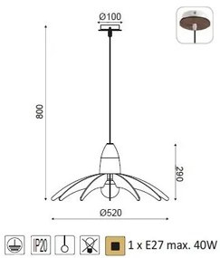 ACA DECOR Závesné svietidlo ALPS, priemer 52 cm