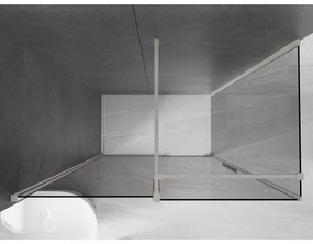 Mexen Velar, sprchový kút s posuvnými dverami 150 x 85 cm, 8mm šedé sklo, brúsená oceľ, 871-150-085-41-97