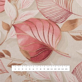 Biante Dekoračný behúň na stôl Leona LN-172 Ružovo-vínové listy na režnom 45x180 cm