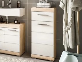 Kúpeľňová stojacia skrinka Lambada, dub sonoma/biela lesk%