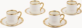 Porcelánové šálky na espresso's podšálkami Golden, 8 ks