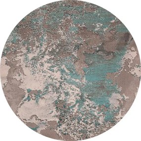 Koberec Dywilan Stylish 16 svetlosivý / zelený kruh