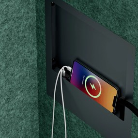 Akustická kabína SALLY MentalBox 600 mm – antracitový korpus, zelené sedadlo