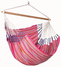 La Siesta Závesné hojdacie kreslo HABANA KINGSIZE PATTERN - flamingo, látka: 100% organická bavlna / tyč: bambus / otočný čap: nerezová oceľ