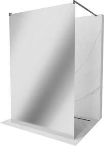 Mexen Kioto, sprchová zástena Walk-In 100 x 200 cm, 8mm sklo vzor zrkadlo, grafitový profil, 800-100-002-66-50