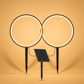 Exteriérové solárne zapichovacie svietidlo Rings, 2x LED 1,5w, čierna