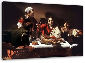 Obraz na plátně REPRODUKCE Poslední večeře v Emauzích - Caravaggio - 100x70 cm