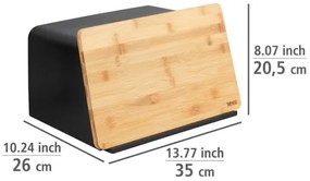 WENKO 54098100 - Chlebník KUBO 35x26,5 cm čierna/hnedá