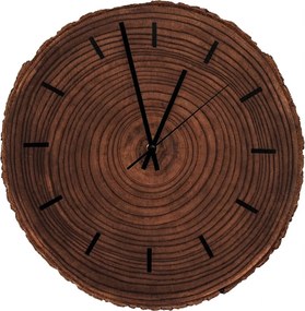 Drevené nástenné hodiny z plátu dreva s kôrou a letokruhmi  | KORRO: Amber - 3072 26-29 cm 4814-115583 KOR007-29-AMBER