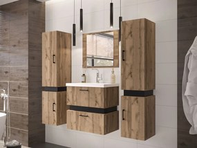 Kúpeľňový nábytok Torvaldi II, Sifón: bez sifónu, Umývadlová batéria: nie, Farby: wotan / wotan + čierny mat