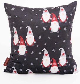 Vianočná obliečka na vankúš Velvet 40 × 40 cm - Škriatkovia medzi vločkami