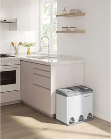 Kôš na separovanie odpadu SORT 24l (3x8l), šedá/biela SongmicsHome