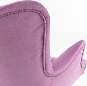 Kreslo Picolo s podnožkou, fialová / prírodná (ART 14861)