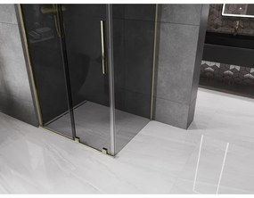 Mexen Velar, sprchový kút s posuvnými dverami 140 x 90 cm, 8mm šedé sklo, zlatá lesklá, 871-140-090-41-50