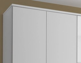 Šatníková skriňa so zrkadlom Kevo, 225 cm, biela