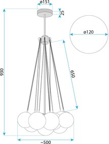 Toolight Toolight, závesné svietidlo 12xE27, APP1688-12CP, zlatá, OSW-06390