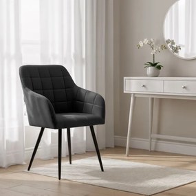 Sada dvoch jedálenských stoličiek LUXANO zamatové, čierne / čierne nohy (2 ks)