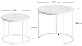Sada 2 konferenčných stolíkov OSKAR mramor biele nohy