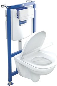 VILLEROY &amp; BOCH O.novo Combi-Pack ViConnect inštalačný modul + biele tlačítko + závesné WC s DirectFlush + WC sedátko s poklopom, s QuickRelease a Softclosing, biela alpská, 5660D301
