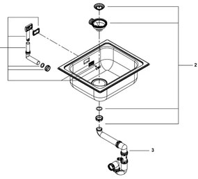 GROHE 31719SD0 - Nerezový kuchynský drez K200 533 × 457 mm