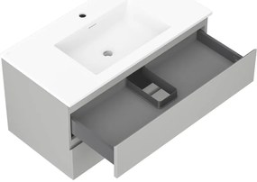 Mexen Orio, kúpeľňová skrinka 90 cm s umývadlom Otis, 2 zásuvky, šedá matná/biela matná, 91A10-09047-2-BFF62-W18M01