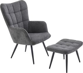 XXXLutz RELAXAČNÉ KRESLO S PODNOŽKOU, kov, textil, tmavosivá Ti'me - Kreslá - 001836000802