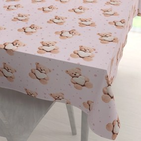 Biante Detský bavlnený obdĺžnikový obrus Sandra SA-723 Medvedíky so srdiečkami na fialkovom 60x100 cm