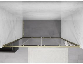 Mexen Exo, dvojité posuvné sprchové dvere 200 cm, číre sklo, zlatá, 8152-200-000-50-00