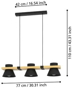Eglo 43956 - Luster na lanku MACCLES 3xE27/15W/230V