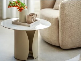 Okrúhly konferenčný stolík Kira, 60 cm, krémová/imitácia svetlého mramoru%