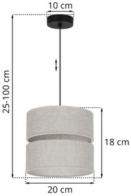 Závesné svietidlo Len, 1x svetlobéžové textilné tienidlo, (fi 20 cm), b