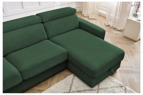 Tmavozelená menčestrová rozkladacia rohová pohovka (variabilná) Monaco – Bobochic Paris