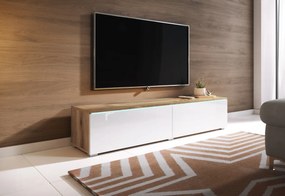 TV stolík LOWBOARD D 180, 180x30x32, biela/biela lesk