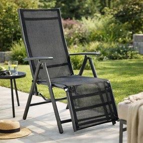 Garthen Záhradné hliníkové skladacie kreslo s podnožkou RELAX - antracit