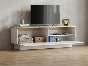 TV stolík ALVIN 135 cm, biela/zlatá