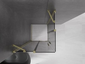 Mexen Velar Duo, sprchový kút s posuvnými dverami 80 x 80 cm, 8mm šedé sklo, zlatá matná, 871-080-080-42-55