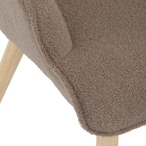 Relaxačné kreslo ušiak ROMEO II + taburet — masívne drevo, látka bouclé, prírodná / hnedá