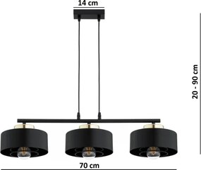BRILAGI - Závesný luster na kábli SPRING 3xE27/60W/230V čierna/zlatá
