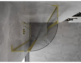 Mexen Mist L, štvrťkruhový sprchový kút s 2-krídlovými dverami, 90 x 90 cm, 8mm číre sklo, zlatý matný profil, 8A32L-090-090-55-00