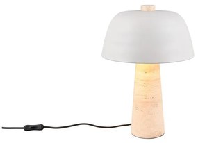 Biela/béžová stolová lampa s kovovým tienidlom (výška 41 cm) Timba – Trio Select