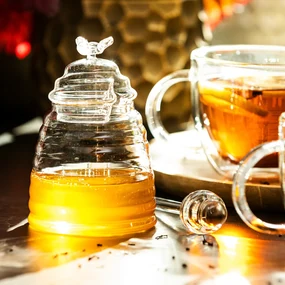 4Home Sklenená dóza na med Honey