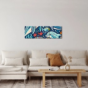 Obraz – Kreslené vodné zvieratká (s hodinami) (90x30 cm)