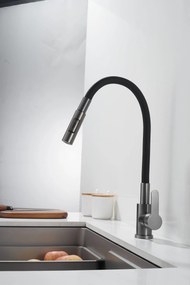 Gamma Flex 4000, stojanková drezová batéria s flexibilným ramenom, 2-funkčný výtok, čierna-grafitová, GMA-BFX-4000GM